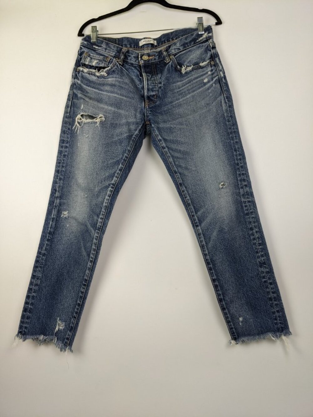 Moussy Vintage Jeans Womens Size Medium Large Straight Leg Cropped Button Fly